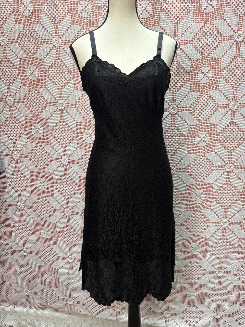 Vogue Black Lace Slip Dress Sz Sm/Med